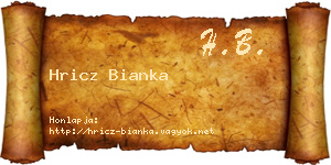 Hricz Bianka névjegykártya